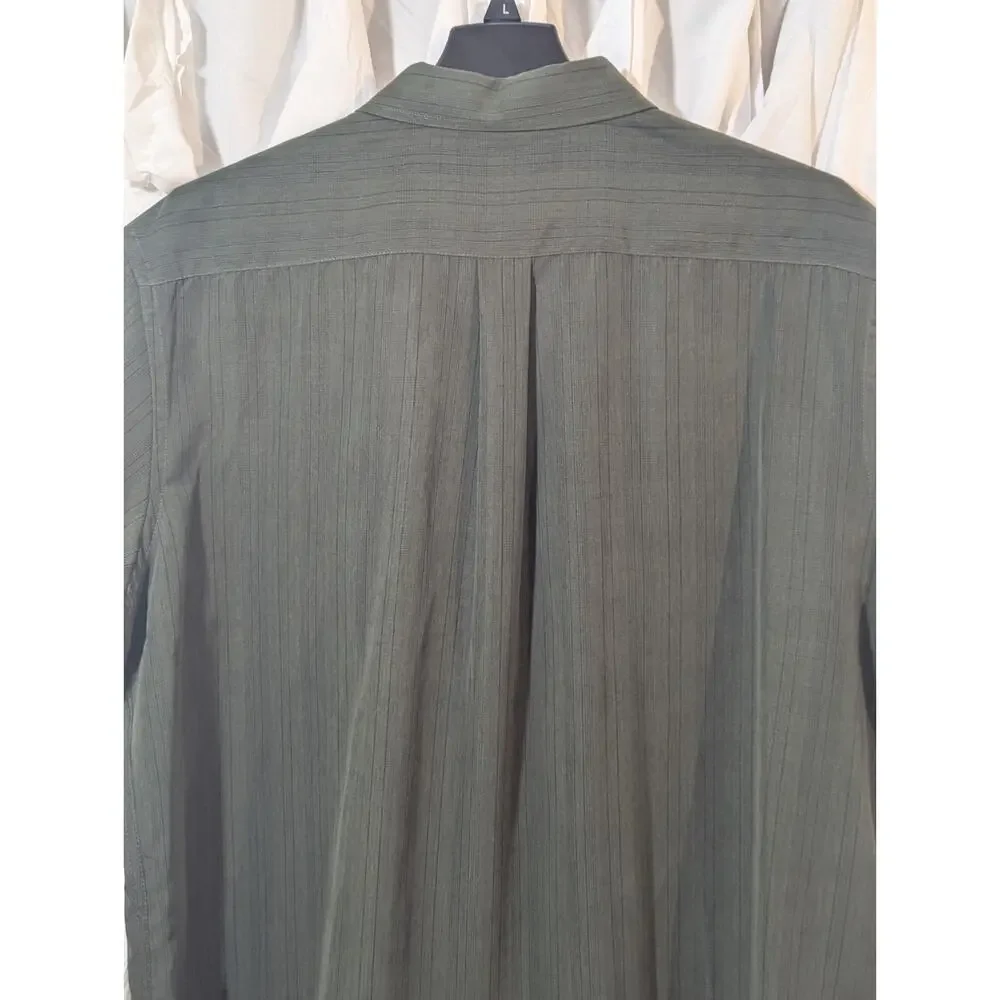 Croft & Barrow Sz XXL Forest Green with Black Pin Stripes Short Sleeve Button Up - Picture 10 of 10
